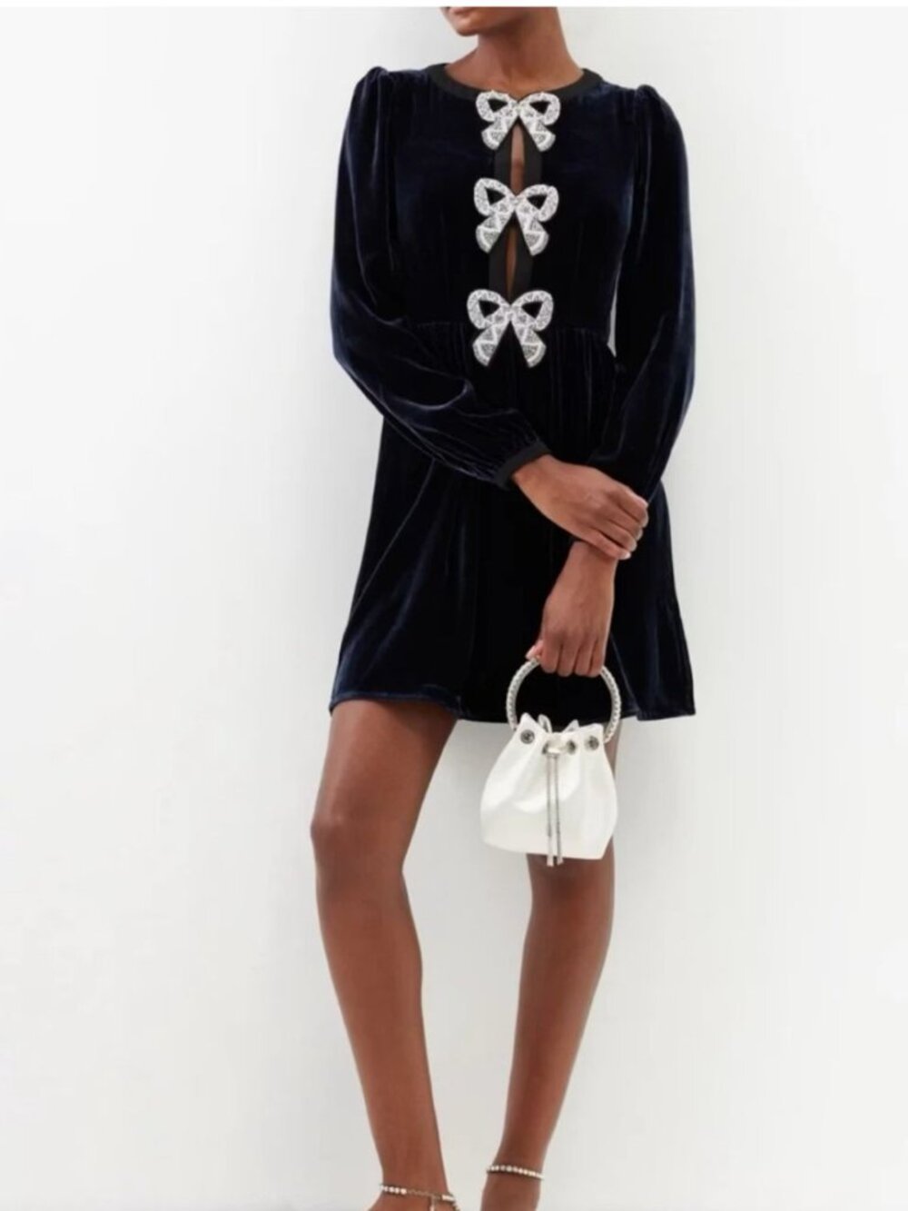 Saloni Camille Black Velvet Mini Dress 10